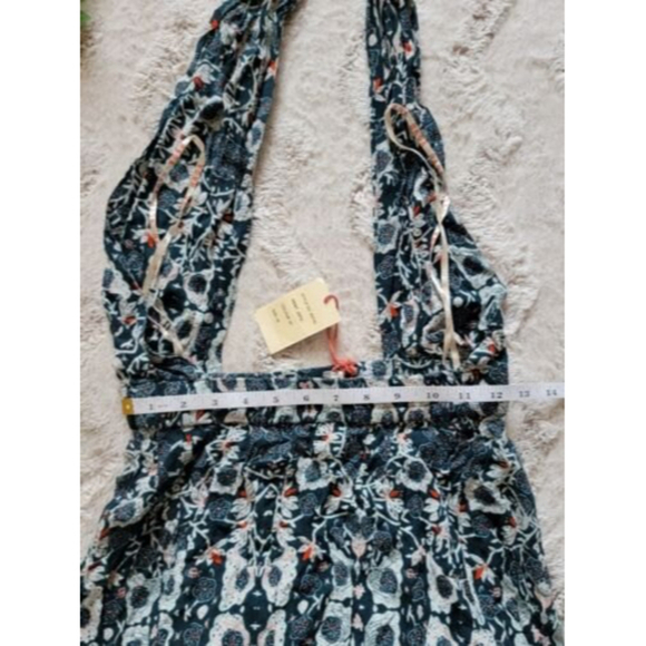 Raga Turquoise Multicolor Tie Neck Overall Dresss NWT Size M - Picture 10 of 10